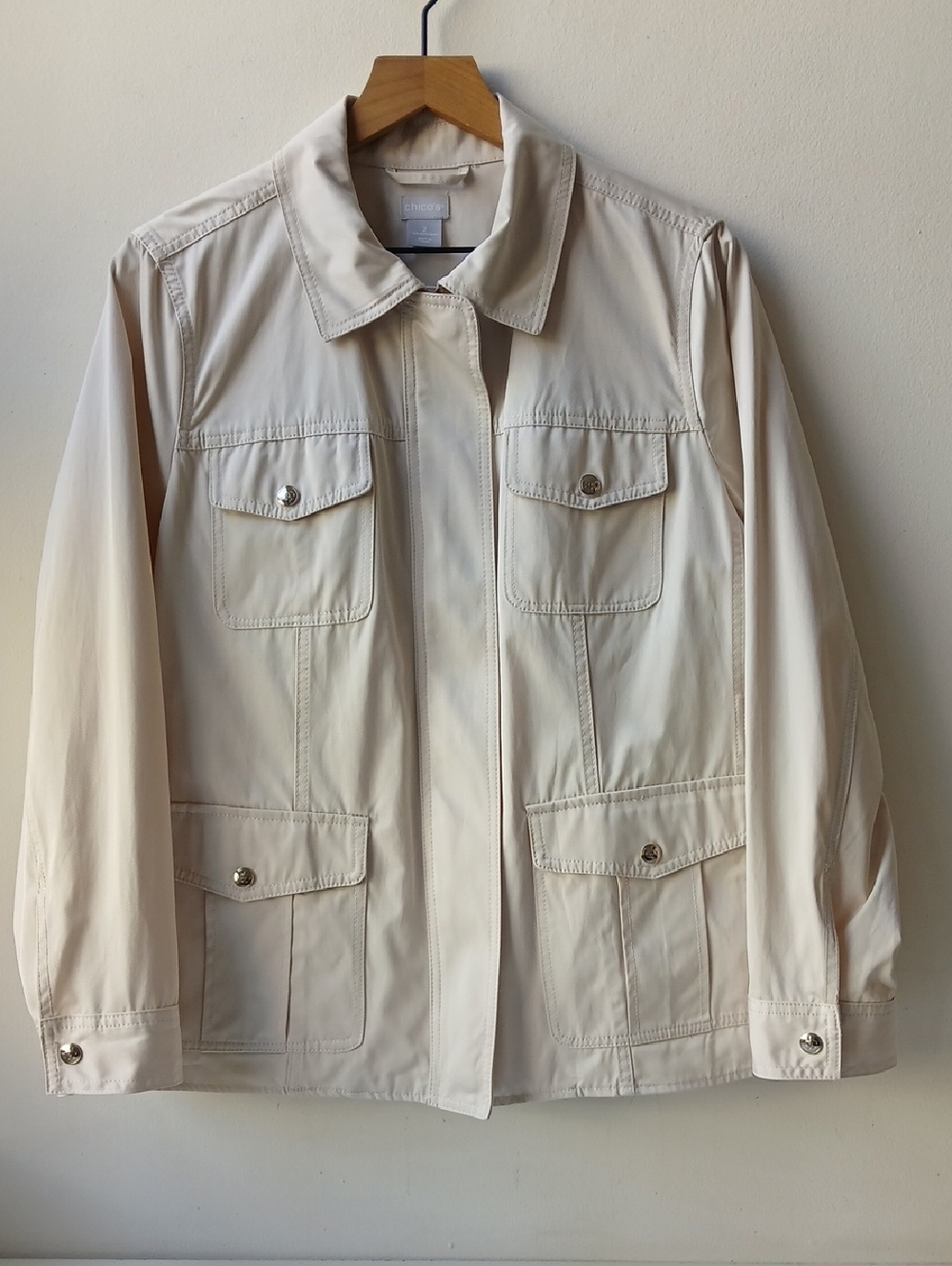 Chico's Utility Chore Jacket Cream Size 2 Women's 12/14